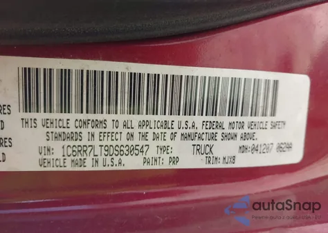 2013 Ram 1500 Big Horn z USA, uszkodzony, nr VIN 1C6RR7LT9DS630547